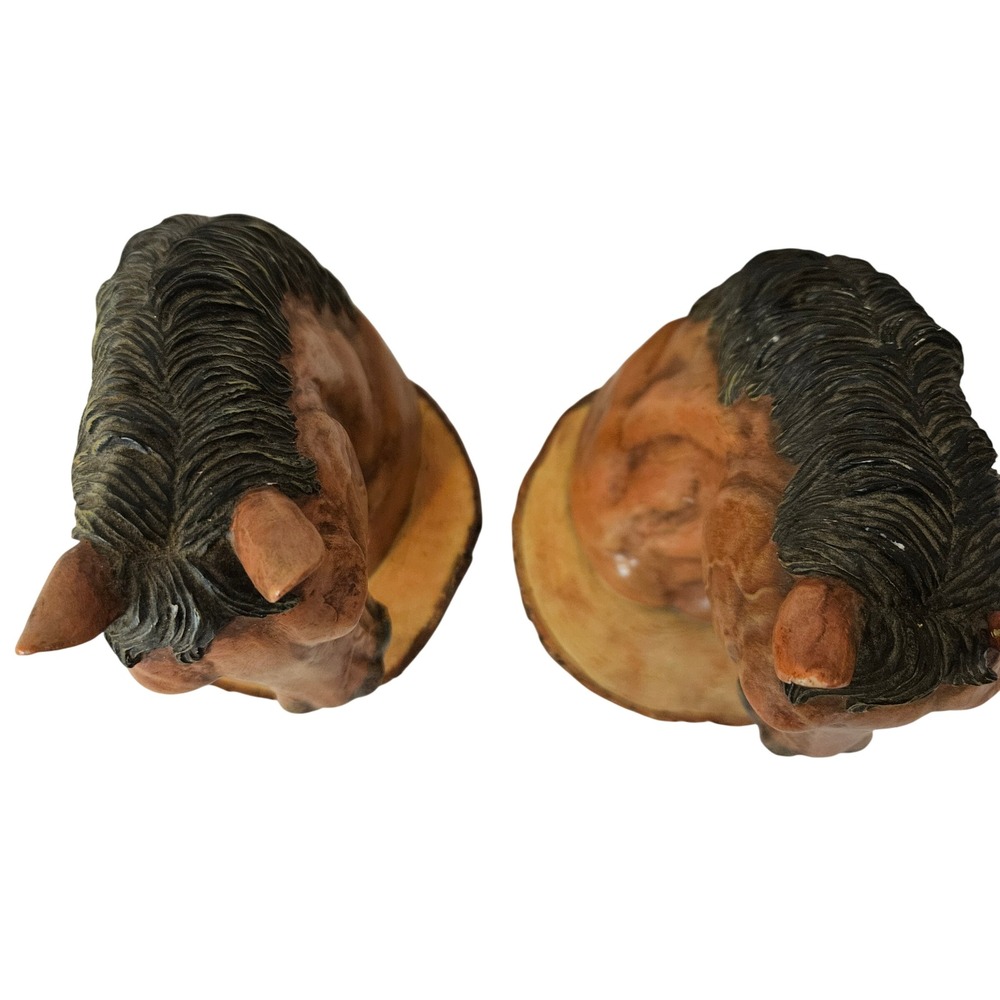 Vintage Horse Head Bookends Rustic Wood Slice Base Decorative Set - Picture 6 of 9